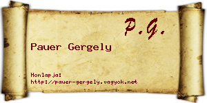 Pauer Gergely névjegykártya